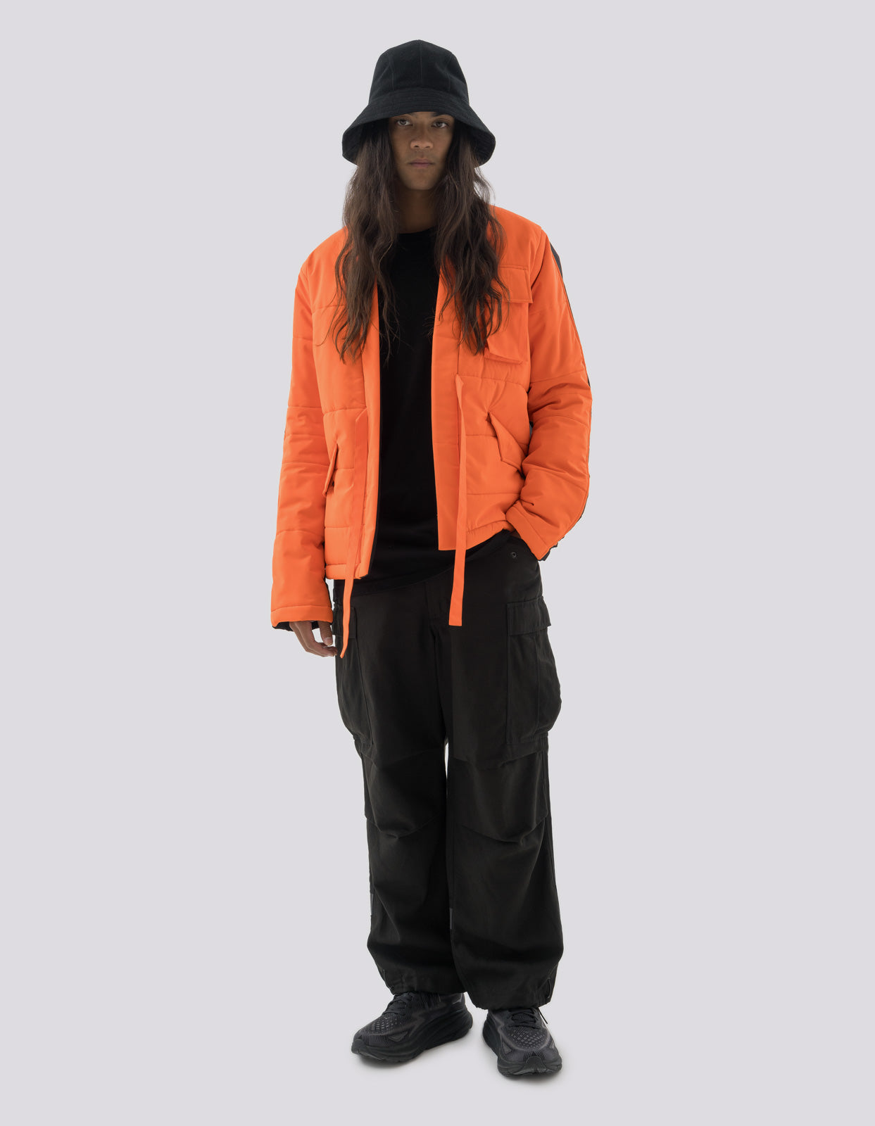 4560 Hi-vis Padded Utility Kimono Black/Neon Orange