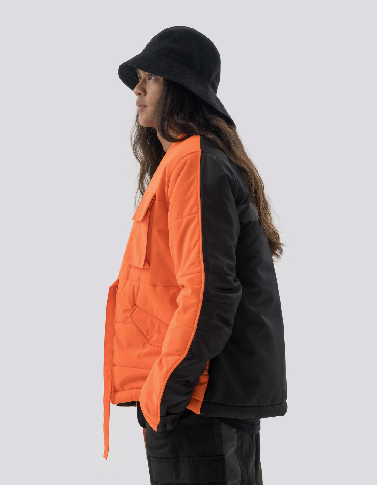 4560 Hi-vis Padded Utility Kimono Black/Neon Orange