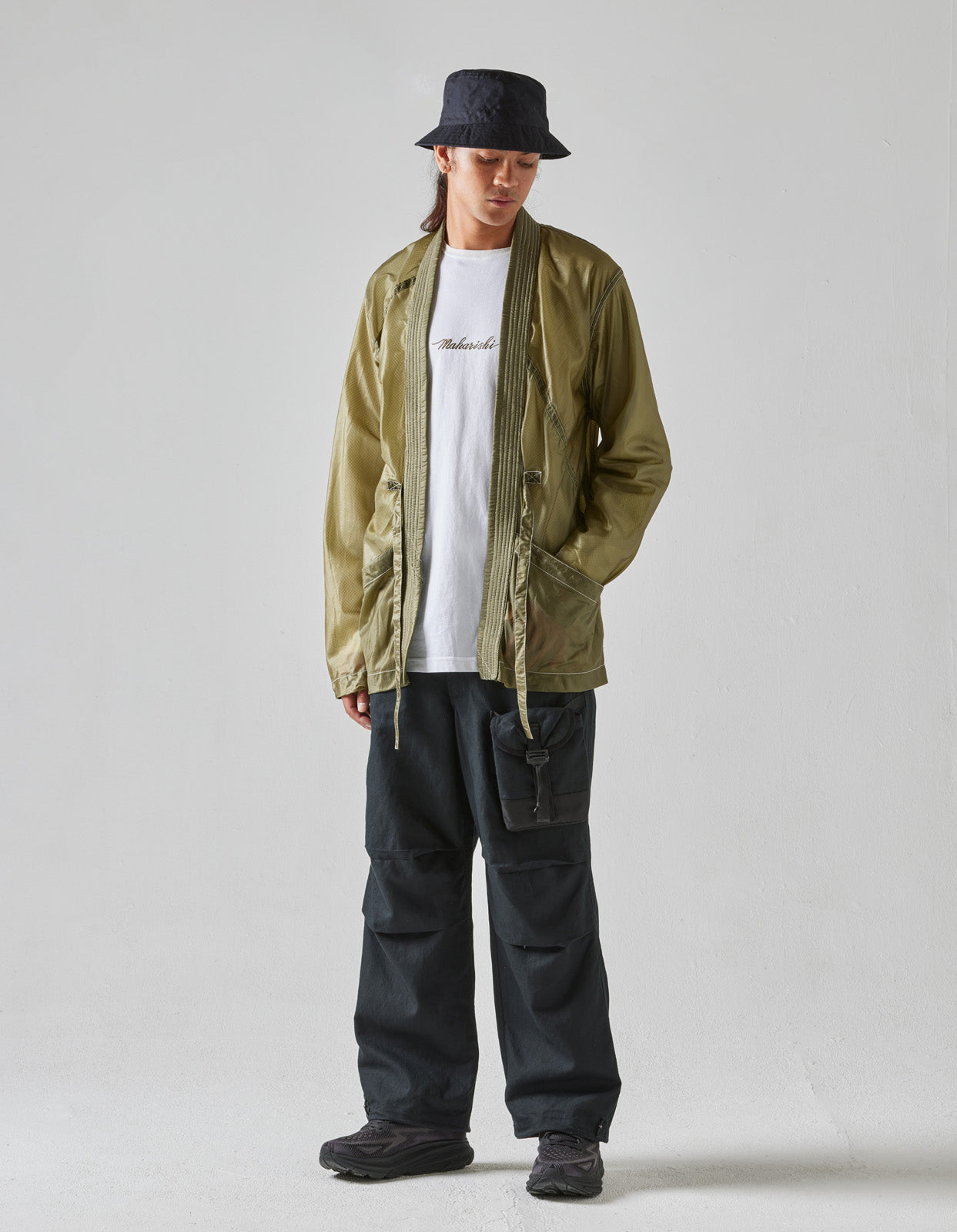 5091 Upcycled Parachute Kimono Olive