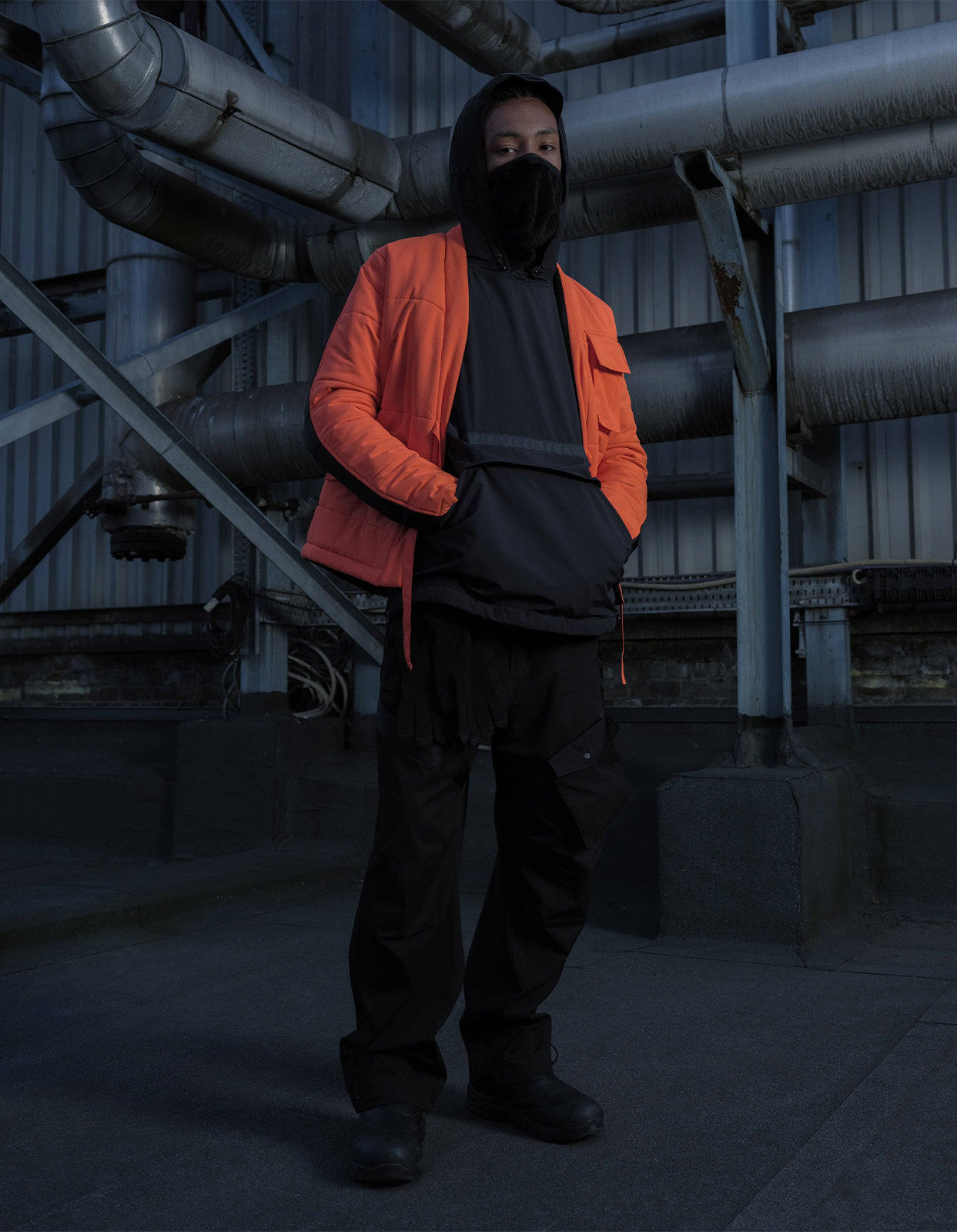 4560 Hi-vis Padded Utility Kimono Black/Neon Orange
